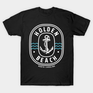 Holden Beach, NC Anchor on Ocean Waves T-Shirt